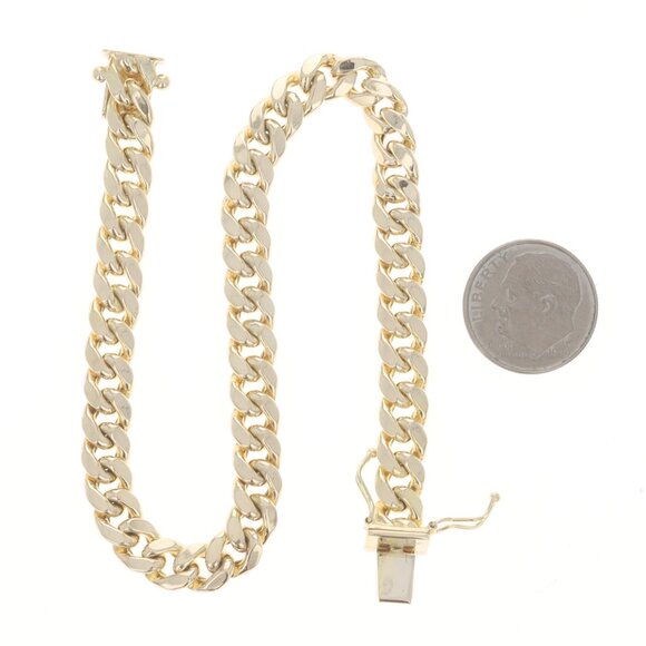 Yellow Gold Cuban Chain Men's Bracelet 8 1/2" - 14k - Picture 3 of 4